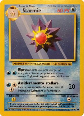 64/102 Starmie Pokemon set base, played, ITA